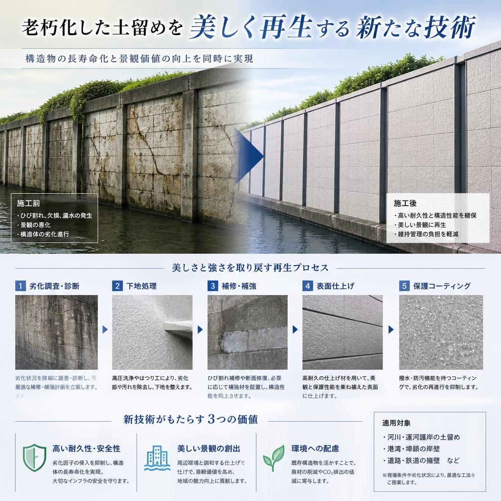 老朽化した土留めを美しく再生する新たな技術